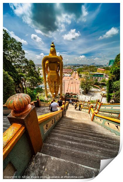 Batu Caves and the iconic Murugan Statue Malaysia Print by Adrian Evans