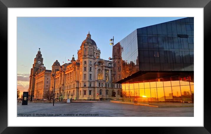 Liverpool Waterfront Sunset Framed Mounted Print by Michele Davis