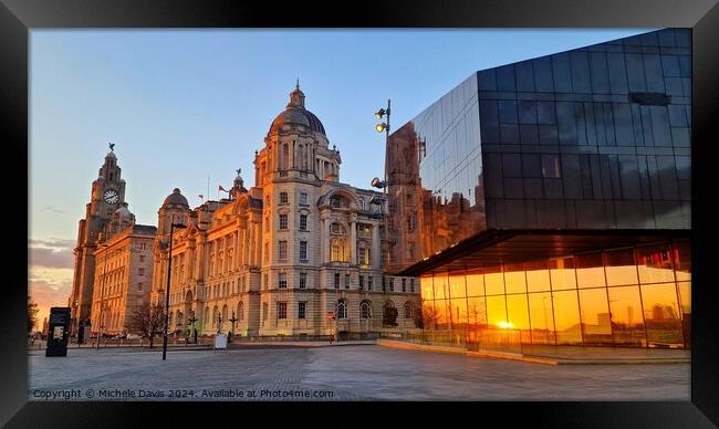 Liverpool Waterfront Sunset Framed Print by Michele Davis
