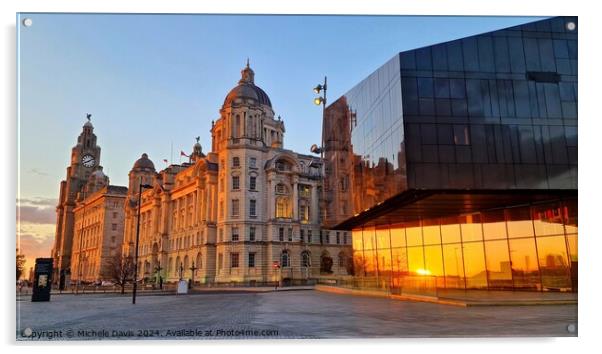 Liverpool Waterfront Sunset Acrylic by Michele Davis