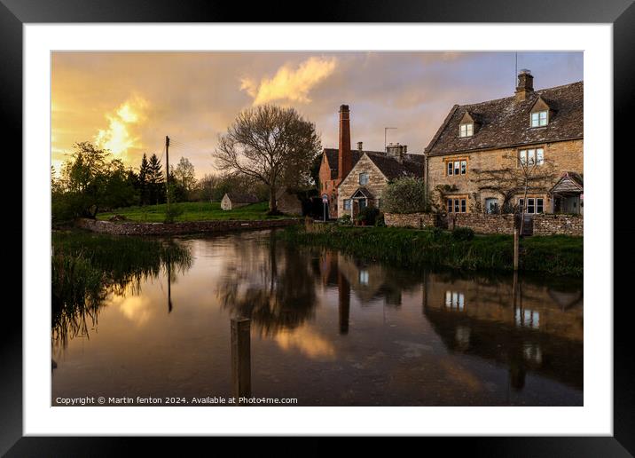 Sunset over Lower Slaughter Cotswolds Framed Mounted Print by Martin fenton