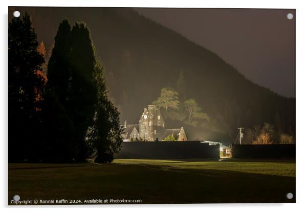 Benmore Stables In the Dark And Rain Acrylic by Ronnie Reffin