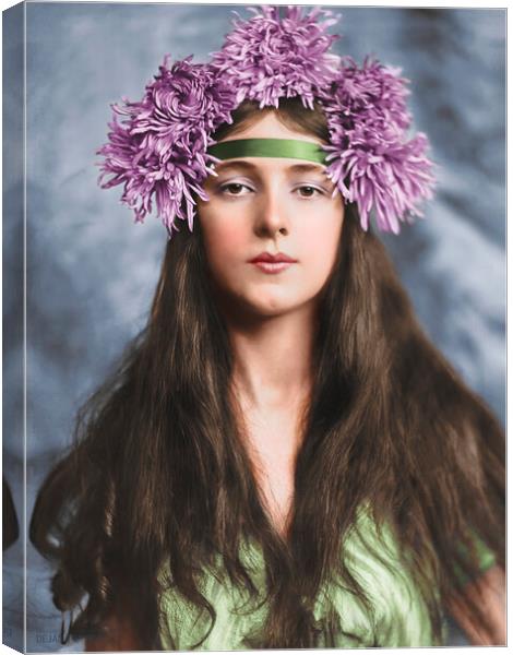 Evelyn Nesbit with Chrysanthemums on her head  Canvas Print by Dejan Travica