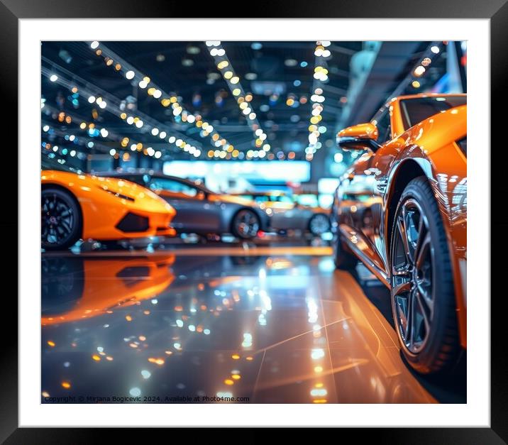 Magnificent Yellow Speedster Gleaming in Luxurious Showroom Framed Mounted Print by Mirjana Bogicevic
