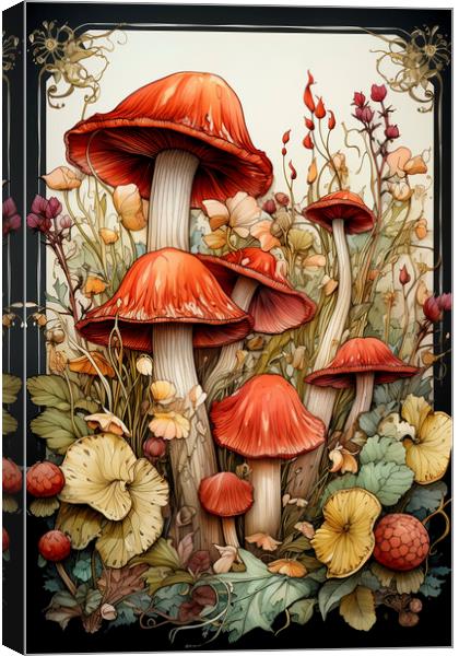 Mushroom watercolor backdrop Canvas Print by Mirjana Bogicevic