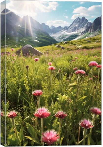 Wildflowers field in the Alps Canvas Print by Mirjana Bogicevic