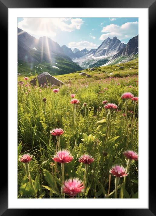 Wildflowers field in the Alps Framed Mounted Print by Mirjana Bogicevic