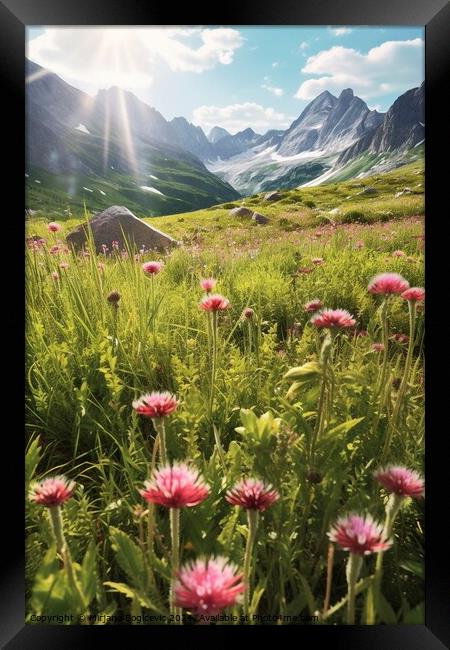 Wildflowers field in the Alps Framed Print by Mirjana Bogicevic