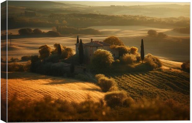 Tuscany landscape in sunset Canvas Print by Mirjana Bogicevic