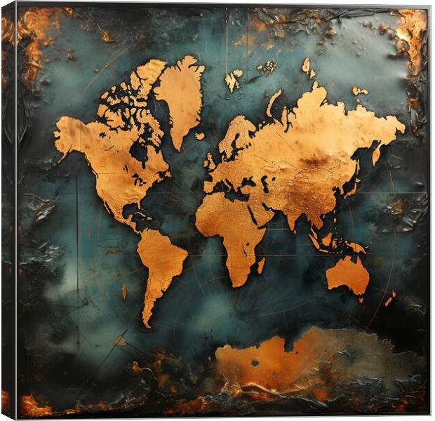 Vintage gold world map Canvas Print by Mirjana Bogicevic