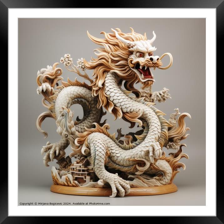 Majestic Dragon Sculpture Framed Mounted Print by Mirjana Bogicevic