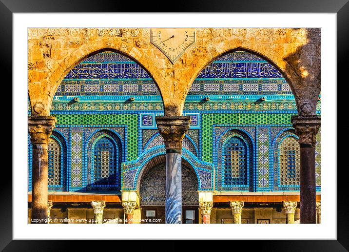 Mosaics Dome of the Rock Islamic Temple Mount Jerusalem Israel Framed Mounted Print by William Perry
