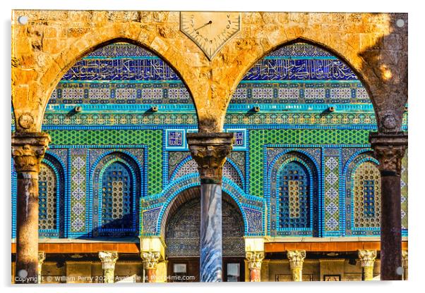 Mosaics Dome of the Rock Islamic Temple Mount Jerusalem Israel Acrylic by William Perry