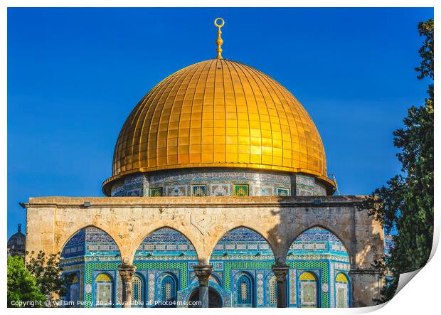 Dome of the Rock Temple Mount Jerusalem Israel  Print by William Perry