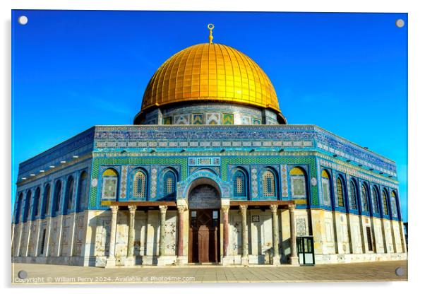 Dome of the Rock Islamic Mosque Temple Mount Jerusalem Israel  Acrylic by William Perry