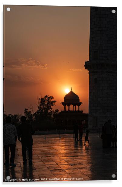 Taj Mahal at sunset  Acrylic by Holly Burgess