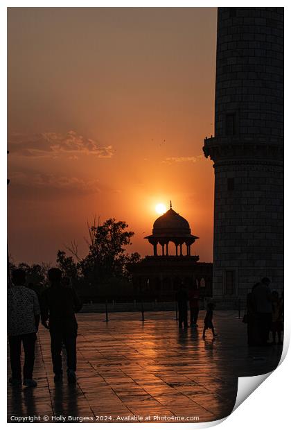 Taj Mahal at sunset  Print by Holly Burgess