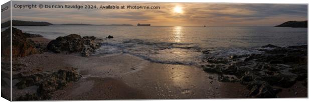 Panoramic Sunrise at Bream Cove in Cornwall  Canvas Print by Duncan Savidge