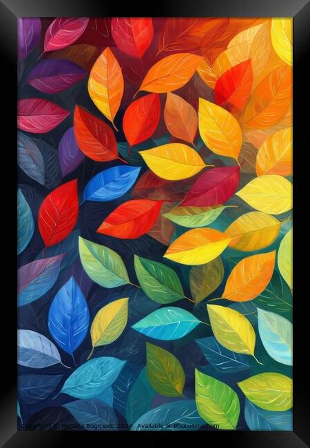 Vibrant Mosaic of Multicolored Autumn Leaves Framed Print by Mirjana Bogicevic