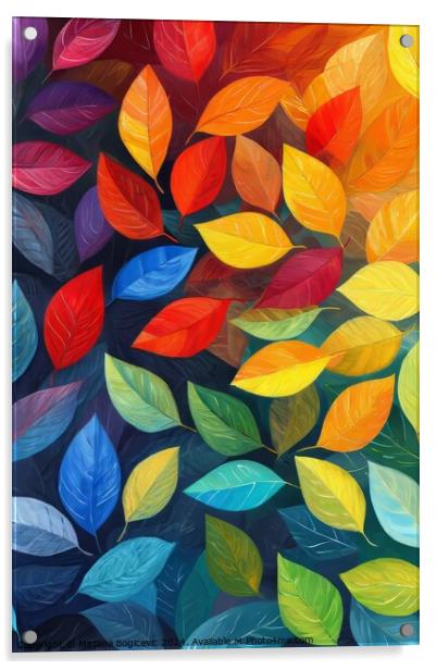 Vibrant Mosaic of Multicolored Autumn Leaves Acrylic by Mirjana Bogicevic