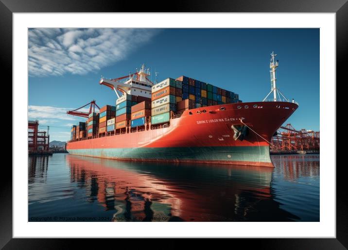 Big container ship in the sea Framed Mounted Print by Mirjana Bogicevic