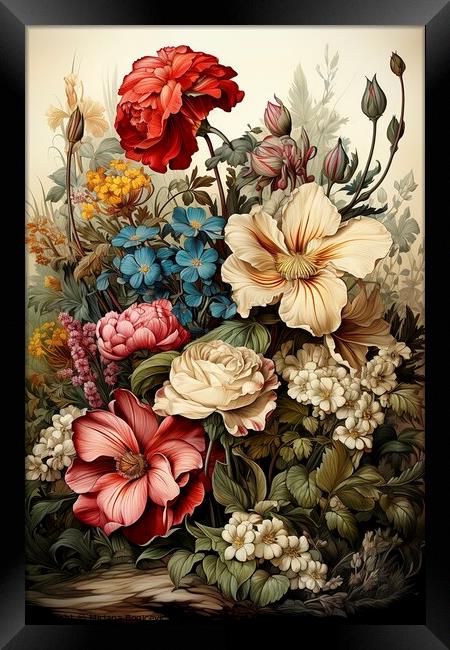 Floral vintage paper Framed Print by Mirjana Bogicevic
