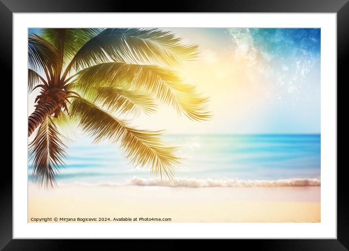 Seascape with palm on the bright sunny day Framed Mounted Print by Mirjana Bogicevic