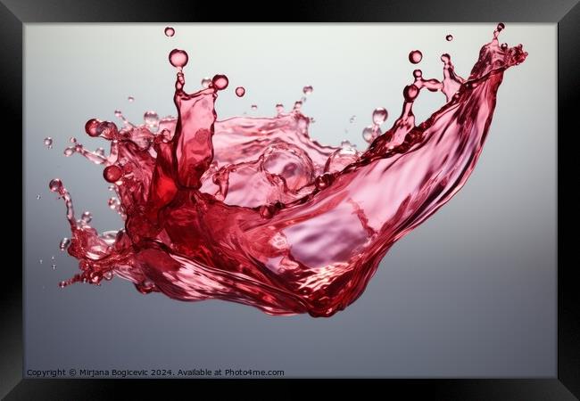 Red wine splashing out of it Framed Print by Mirjana Bogicevic