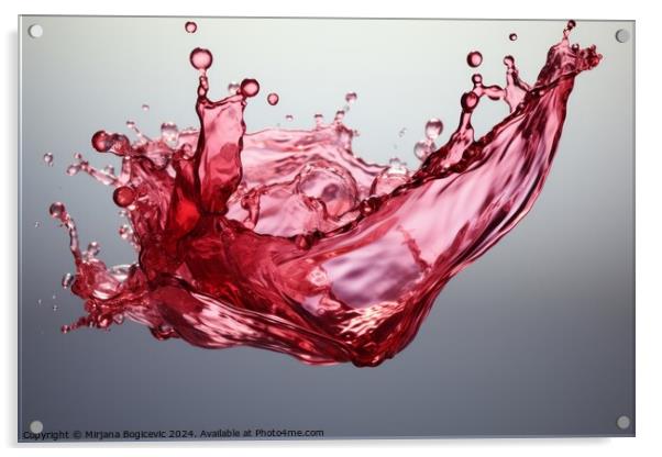 Red wine splashing out of it Acrylic by Mirjana Bogicevic