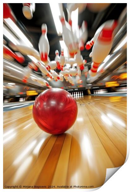Strike success at the bowling alley: a dynamic collision Print by Mirjana Bogicevic