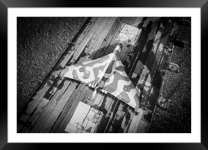 Vulcan Bomber Black and White Framed Mounted Print by J Biggadike