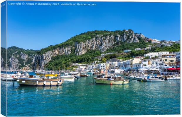 Boats in Marina Grande, Island of Capri, Italy Canvas Print by Angus McComiskey
