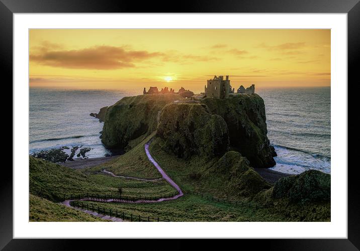 Sunrise at Dunnottar Castle in Scotland  Framed Mounted Print by DAVID FRANCIS