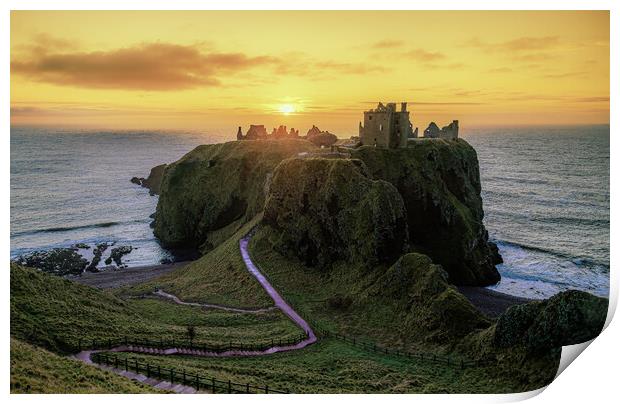 Sunrise at Dunnottar Castle in Scotland  Print by DAVID FRANCIS