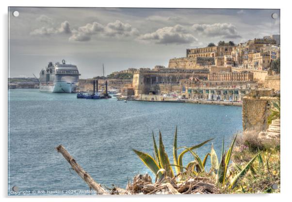 Valletta Harbour cruise  Acrylic by Rob Hawkins