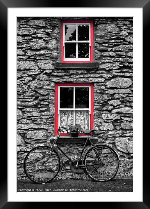 Bicycle & the Window Frames, Molly Gallavan's County Kerry, Ireland Framed Mounted Print by Steve 