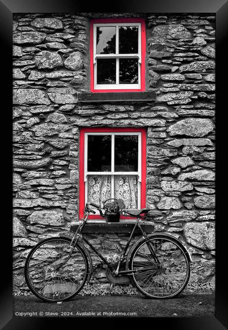 Bicycle & the Window Frames, Molly Gallavan's County Kerry, Ireland Framed Print by Steve 