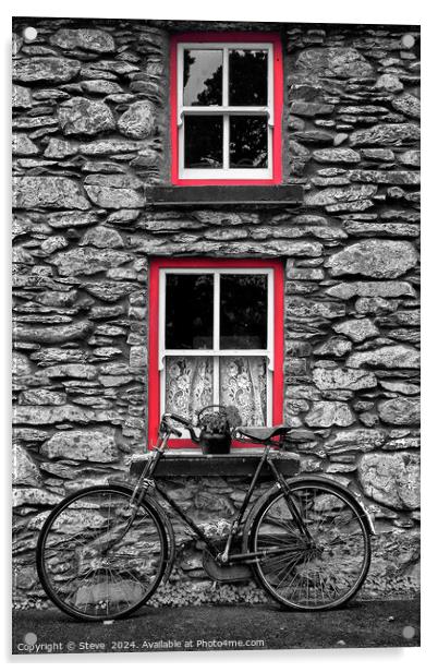 Bicycle & the Window Frames, Molly Gallavan's County Kerry, Ireland Acrylic by Steve 
