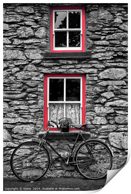 Bicycle & the Window Frames, Molly Gallavan's County Kerry, Ireland Print by Steve 