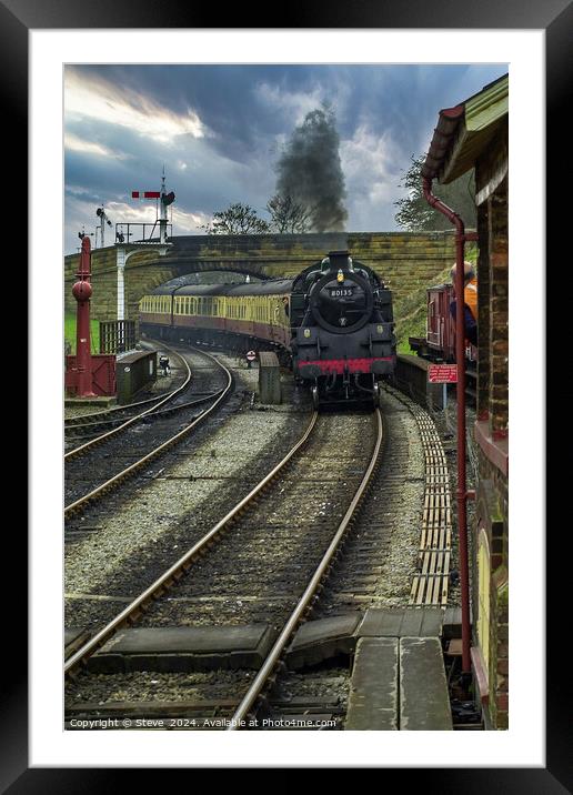 Steam Engine Pulling into Goathland Station, NYMR, Yorkshire Framed Mounted Print by Steve 