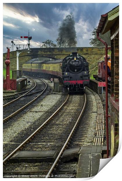 Steam Engine Pulling into Goathland Station, NYMR, Yorkshire Print by Steve 