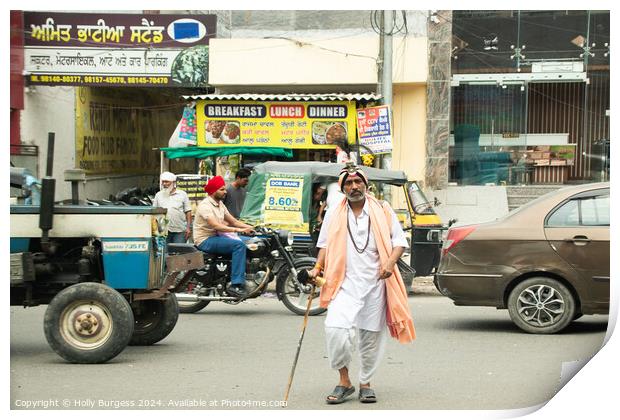 Street walk in Amritsar  Print by Holly Burgess