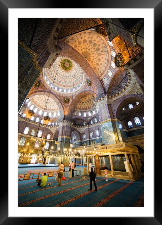 New Mosque Interior In Istanbul Framed Mounted Print by Artur Bogacki