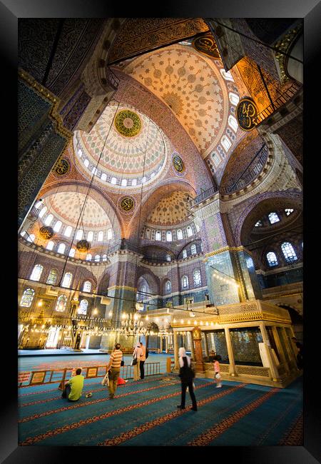 New Mosque Interior In Istanbul Framed Print by Artur Bogacki
