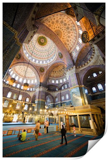 New Mosque Interior In Istanbul Print by Artur Bogacki