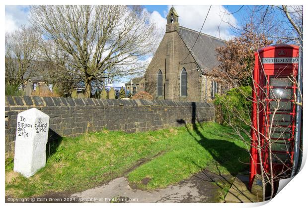 Ripponden 2 Miles at St Luke's Church. Print by Colin Green