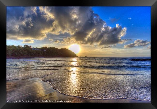 St Lucia Beach Sunset Framed Print by David Pyatt