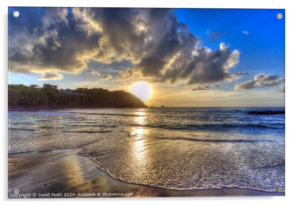 St Lucia Beach Sunset Acrylic by David Pyatt