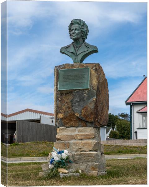 Memorial to Margaret Thatcher in Stanley in the Falkland Islands Canvas Print by Steve Heap