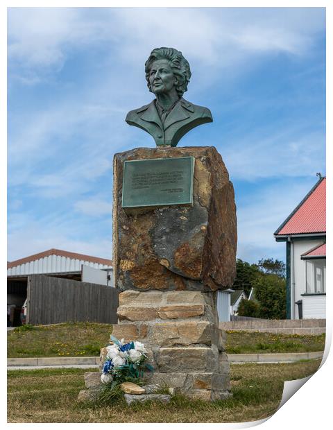 Memorial to Margaret Thatcher in Stanley in the Falkland Islands Print by Steve Heap
